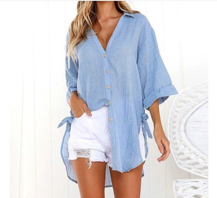 Women's Luxury Linen Cotton Cardigan Shirt