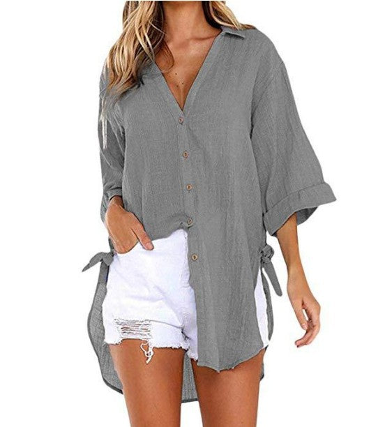 Women's Luxury Linen Cotton Cardigan Shirt