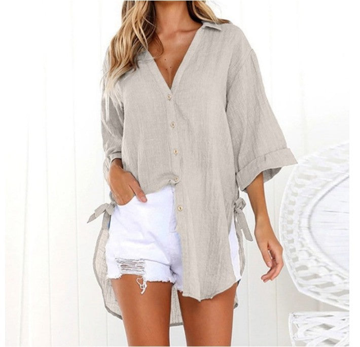 Women's Luxury Linen Cotton Cardigan Shirt