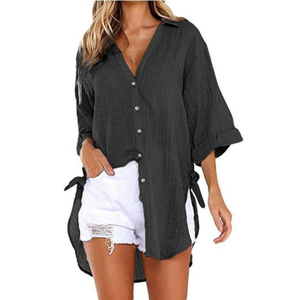 Women's Luxury Linen Cotton Cardigan Shirt