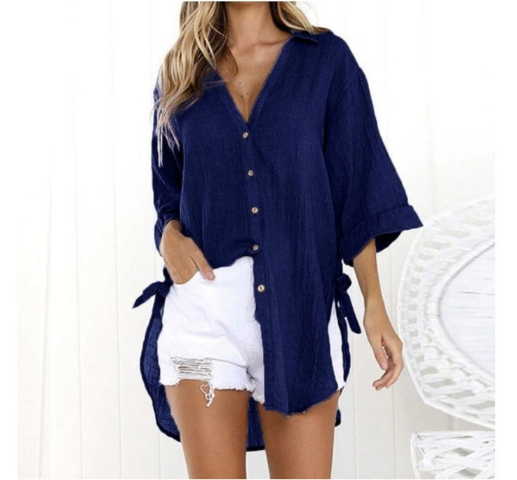 Women's Luxury Linen Cotton Cardigan Shirt