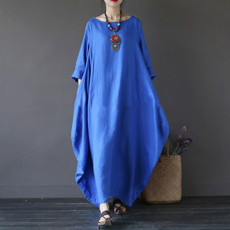 Oversized cotton and linen maxi dress