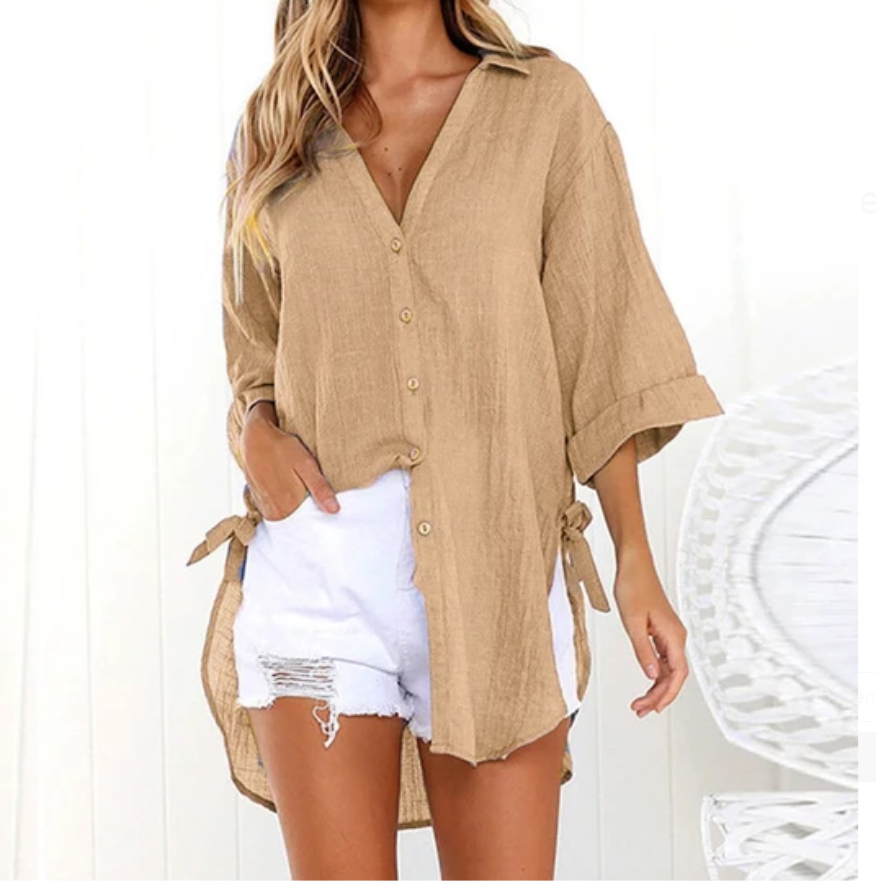 Women's Luxury Linen Cotton Cardigan Shirt